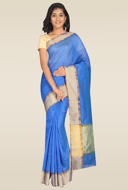 Pavecha Blue Banarasi Zari Saree Pavecha Blue Banarasi Zari Saree