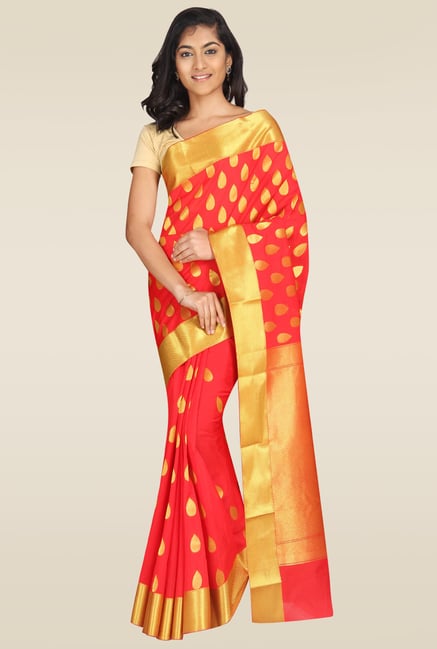 Pavecha Red Banarasi Zari Buta Saree Pavecha Red Banarasi Zari Buta Saree