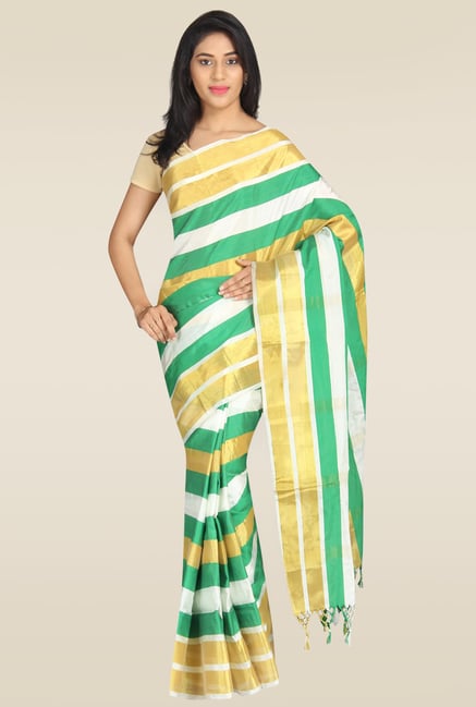 Pavecha Green Banarasi Silk Saree with Blouse Pavecha Green Banarasi Silk Saree with Blouse