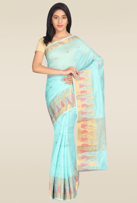 Pavecha Blue Banarasi Silk Zari Saree with Blouse Pavecha Blue Banarasi Silk Zari Saree with Blouse