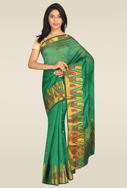 Pavecha Green Banarasi Gold Zari Saree Pavecha Green Banarasi Gold Zari Saree