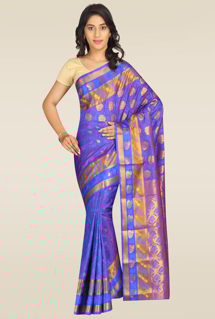 Pavecha Purple Banarasi Silk Gold Zari Saree Pavecha Purple Banarasi Silk Gold Zari Saree