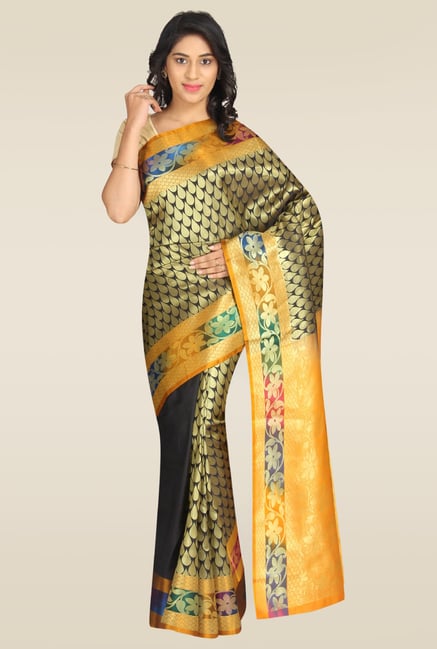 Pavecha Black Banarasi Cotton Silk Zari Saree Pavecha Black Banarasi Cotton Silk Zari Saree