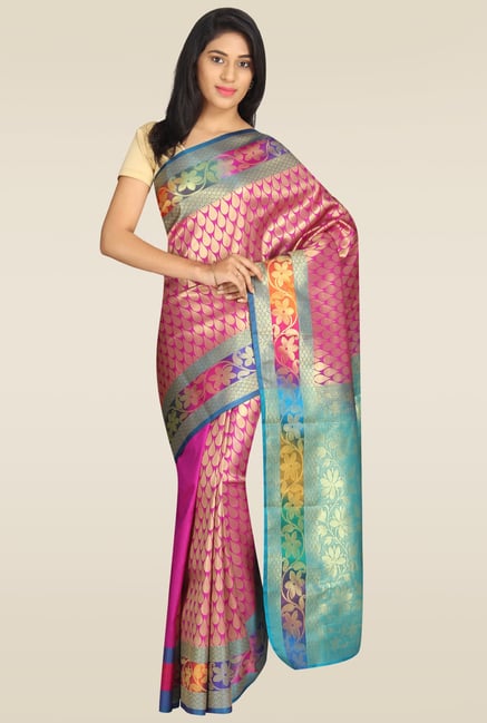 Pavecha Pink Cotton Silk Zari Saree Pavecha Pink Cotton Silk Zari Saree