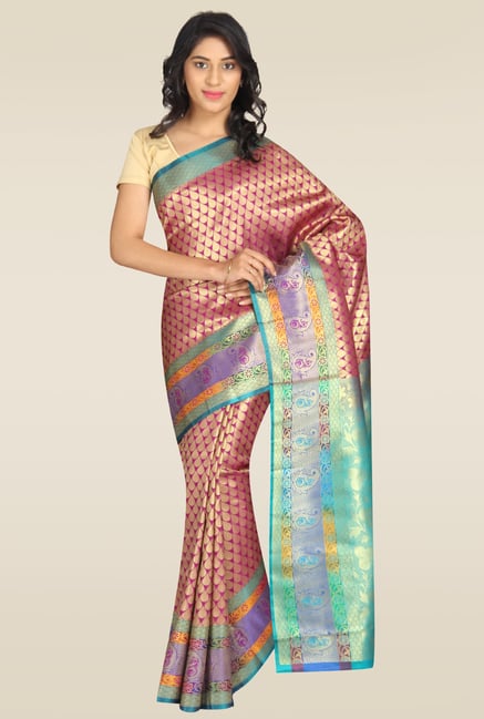 Pavecha Pink Banarasi Cotton Zari Silk Saree Pavecha Pink Banarasi Cotton Zari Silk Saree