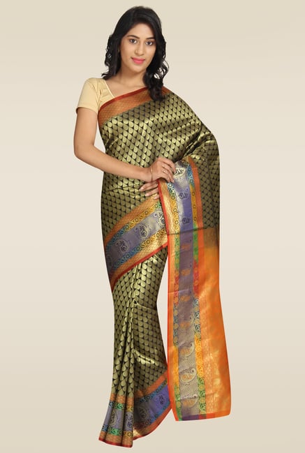 Pavecha Green Banarasi Cotton Silk Gold Zari Saree Pavecha Green Banarasi Cotton Silk Gold Zari Saree