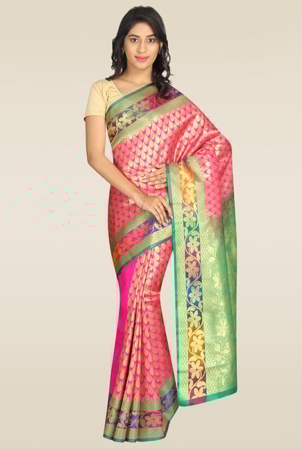 Pavecha Pink Cotton Silk Zari Saree with Blouse Pavecha Pink Cotton Silk Zari Saree with Blouse
