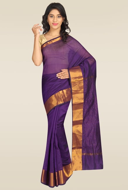 Pavecha Purple Silk Gold Zari Saree Pavecha Purple Silk Gold Zari Saree