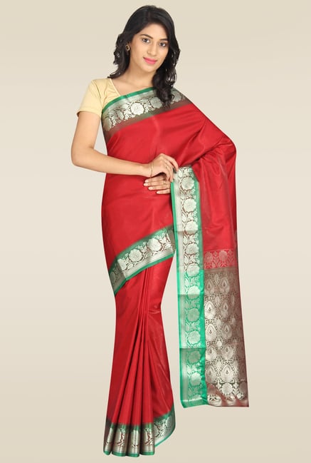 Pavecha Maroon Solid Banarasi Cotton Silk Saree Pavecha Maroon Solid Banarasi Cotton Silk Saree