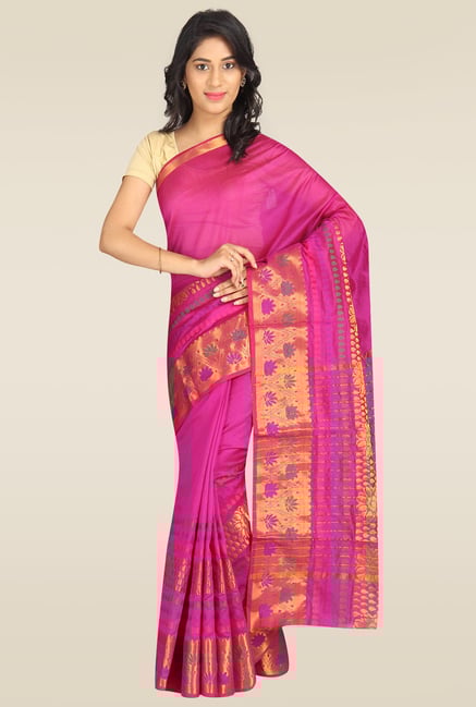 Pavecha Pink Banarasi Gold Zari Saree with Blouse Pavecha Pink Banarasi Gold Zari Saree with Blouse