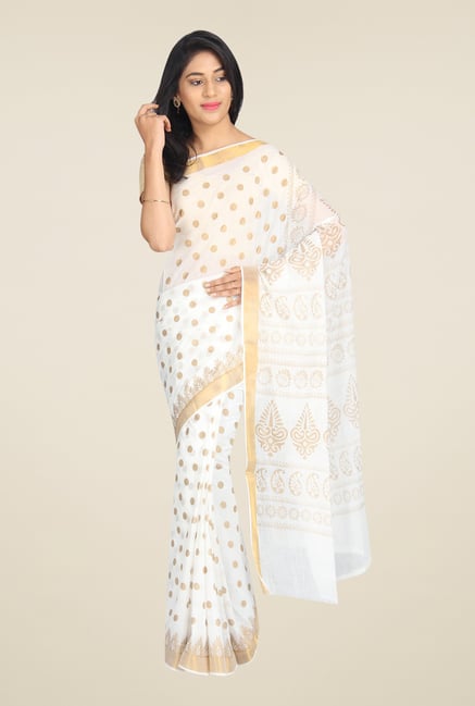 Pavecha White Venkatagiri Silk Saree Pavecha White Venkatagiri Silk Saree