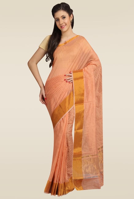 Pavecha Orange Banarasi Saree Pavecha Orange Banarasi Saree