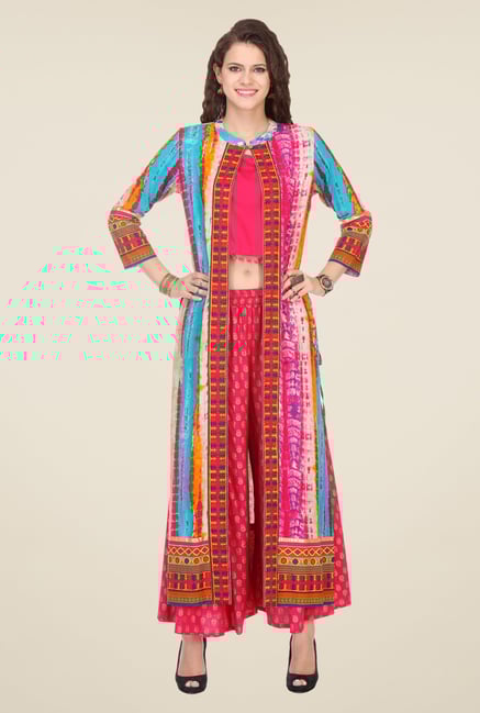 Varanga Multicolor Printed Kurta With Palazzo Varanga Multicolor Printed Kurta With Palazzo