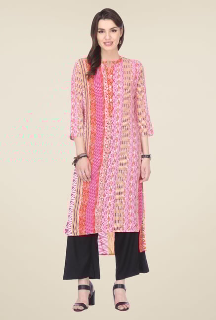Varanga Pink & Black Printed Kurta With Palazzo Varanga Pink & Black Printed Kurta With Palazzo