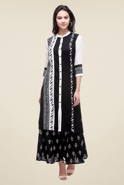 Varanga Black Embroidered Kurta With Palazzo Varanga Black Embroidered Kurta With Palazzo