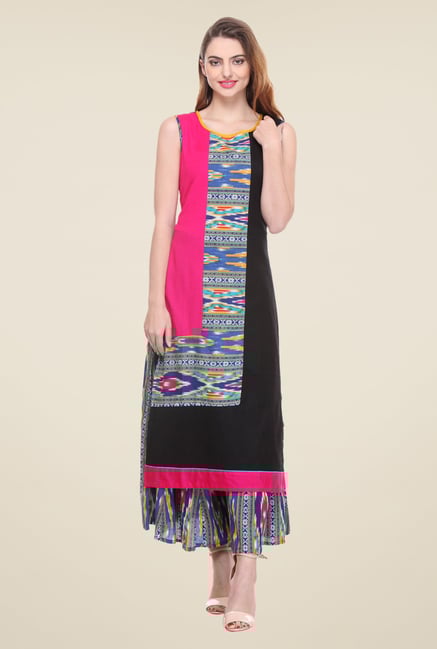 Varanga Black & Blue Printed Kurta With Palazzo Varanga Black & Blue Printed Kurta With Palazzo