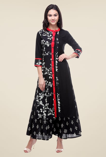 Varanga Black Printed Kurta With Palazzo Varanga Black Printed Kurta With Palazzo