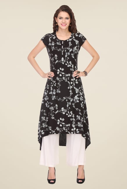 Varanga Black & Cream Printed Kurta With Palazzo Varanga Black & Cream Printed Kurta With Palazzo