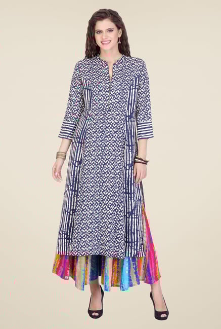 Varanga Blue Printed Kurta With Palazzo Varanga Blue Printed Kurta With Palazzo