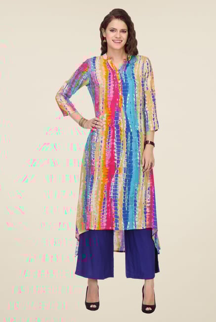 Varanga Multicolor Printed Kurta With Palazzo Varanga Multicolor Printed Kurta With Palazzo