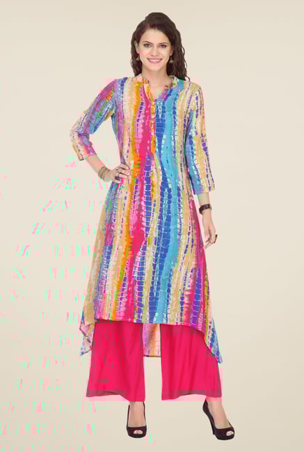 Varanga Multicolor Printed Kurta With Palazzo Varanga Multicolor Printed Kurta With Palazzo