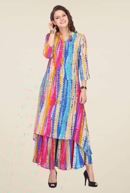 Varanga Multicolor Printed Kurta With Palazzo Varanga Multicolor Printed Kurta With Palazzo