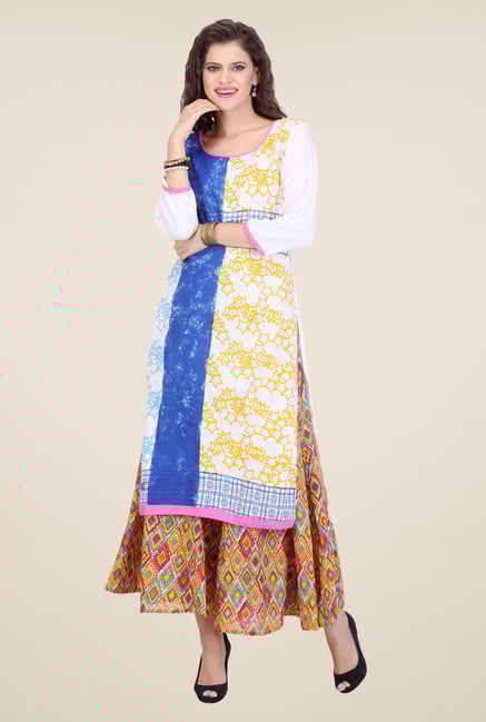 Varanga White Printed Kurta With Palazzo Varanga White Printed Kurta With Palazzo