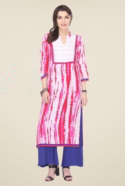 Varanga Pink & Blue Printed Kurta With Palazzo Varanga Pink & Blue Printed Kurta With Palazzo