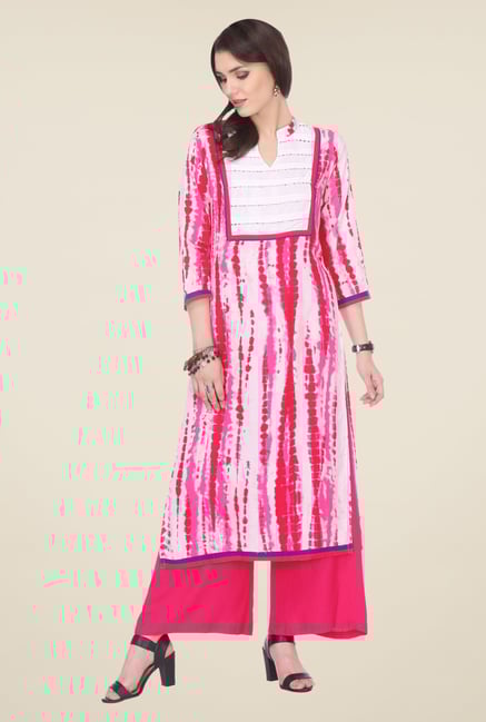 Varanga Pink Printed Kurta With Palazzo Varanga Pink Printed Kurta With Palazzo