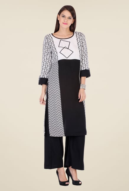Varanga Black Printed Kurta With Palazzo Varanga Black Printed Kurta With Palazzo