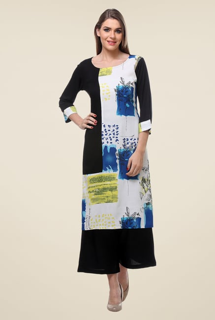 Varanga Black Printed Kurta With Palazzo Varanga Black Printed Kurta With Palazzo