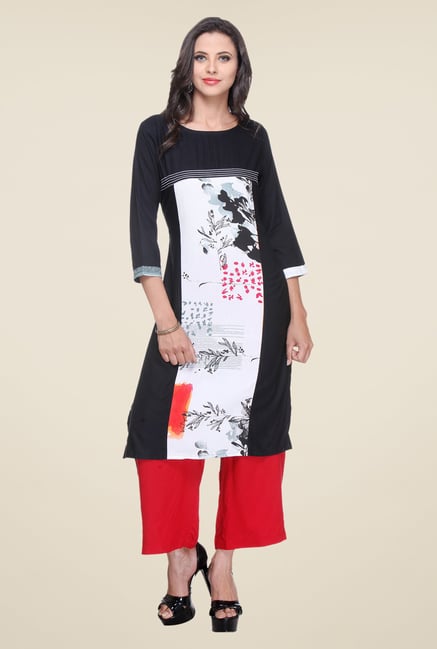 Varanga Black & Red Printed Kurta With Palazzo Varanga Black & Red Printed Kurta With Palazzo