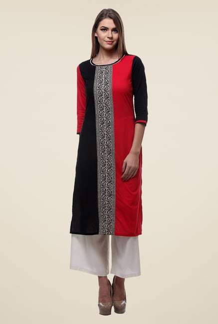 Varanga Black & White Printed Kurta With Palazzo Varanga Black & White Printed Kurta With Palazzo