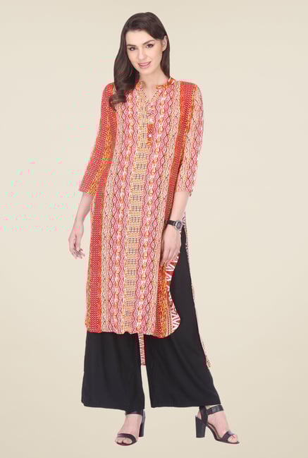 Varanga Red & Black Printed Kurta With Palazzo Varanga Red & Black Printed Kurta With Palazzo