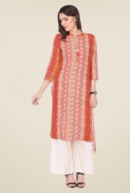 Varanga Red & White Printed Kurta With Palazzo Varanga Red & White Printed Kurta With Palazzo