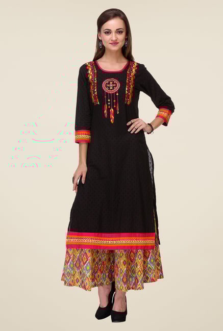 Varanga Black Embroidered Kurta With Palazzo Varanga Black Embroidered Kurta With Palazzo