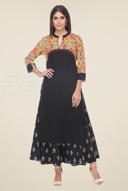Varanga Black Printed Kurta With Palazzo Varanga Black Printed Kurta With Palazzo
