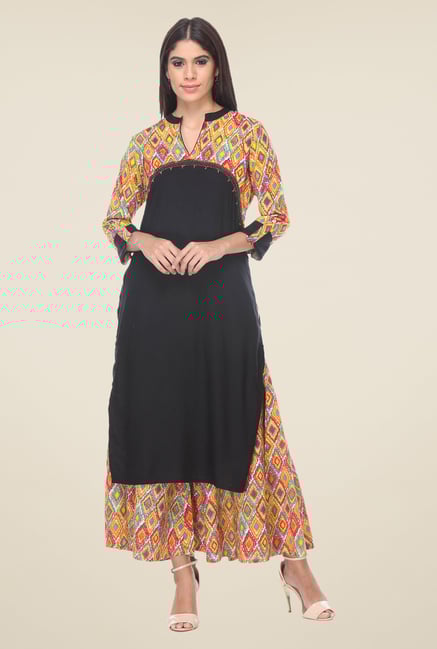 Varanga Black Printed Kurta With Palazzo Varanga Black Printed Kurta With Palazzo