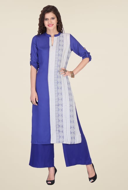 Varanga Blue Printed Kurta With Palazzo Varanga Blue Printed Kurta With Palazzo