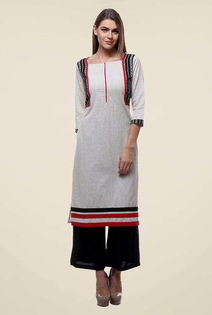 Varanga White & Black Solid Kurta With Palazzo Varanga White & Black Solid Kurta With Palazzo