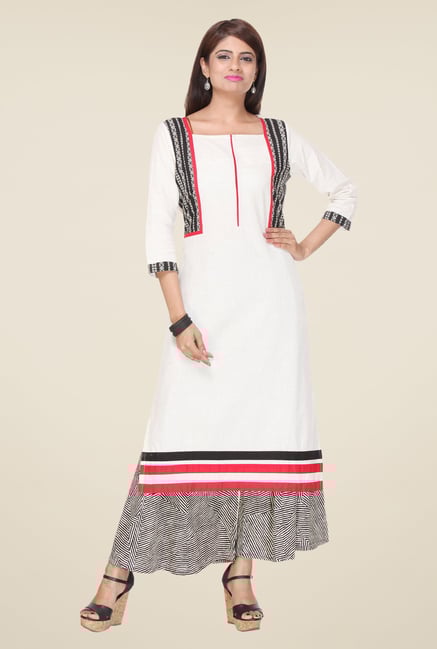 Varanga White & Black Solid Kurta With Palazzo Varanga White & Black Solid Kurta With Palazzo