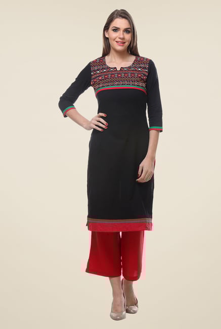 Varanga Black & Red Embroidered Kurta With Palazzo Varanga Black & Red Embroidered Kurta With Palazzo