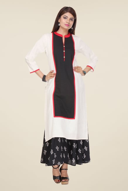 Varanga White & Black Solid Kurta With Palazzo Varanga White & Black Solid Kurta With Palazzo