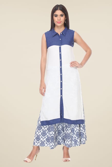 Varanga White Solid Kurta With Palazzo Varanga White Solid Kurta With Palazzo