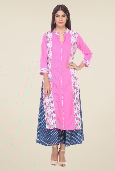 Varanga Pink & Blue Printed Kurta With Palazzo Varanga Pink & Blue Printed Kurta With Palazzo