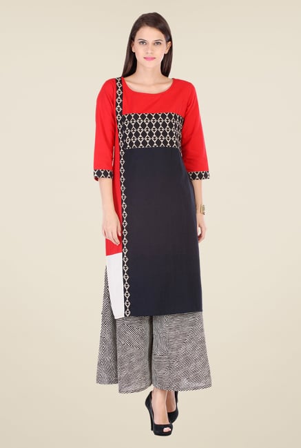 Varanga Black Printed Kurta With Palazzo Varanga Black Printed Kurta With Palazzo