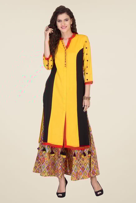 Varanga Yellow Solid Kurta With Palazzo Varanga Yellow Solid Kurta With Palazzo
