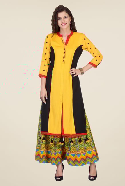 Varanga Yellow Solid Kurta With Palazzo Varanga Yellow Solid Kurta With Palazzo