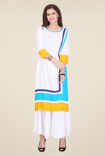 Varanga White Solid Kurta With Palazzo Varanga White Solid Kurta With Palazzo