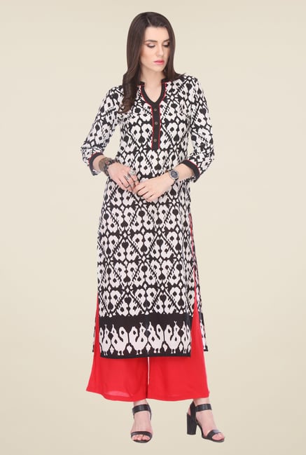 Varanga Black & Red Printed Kurta With Palazzo Varanga Black & Red Printed Kurta With Palazzo